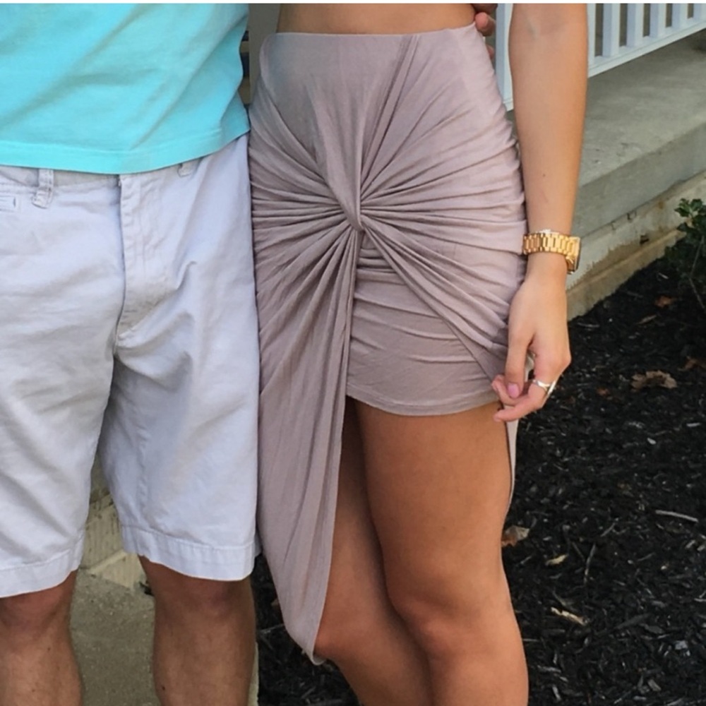 Charlotte Russe tie knot skirt in nude